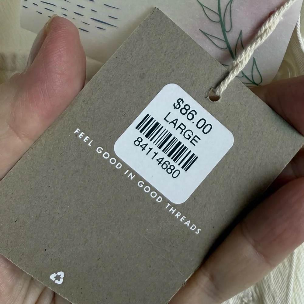 NWT Thread & Supply Maya Cream Dress Button Front Elastic Waist Size L - Picture 4 of 17